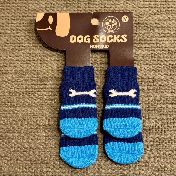 Blue Non-Slip Dog Socks - Picture 1 of 3